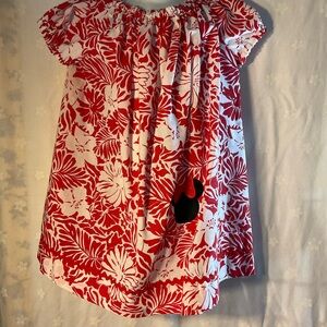 Red and White Floral Dress